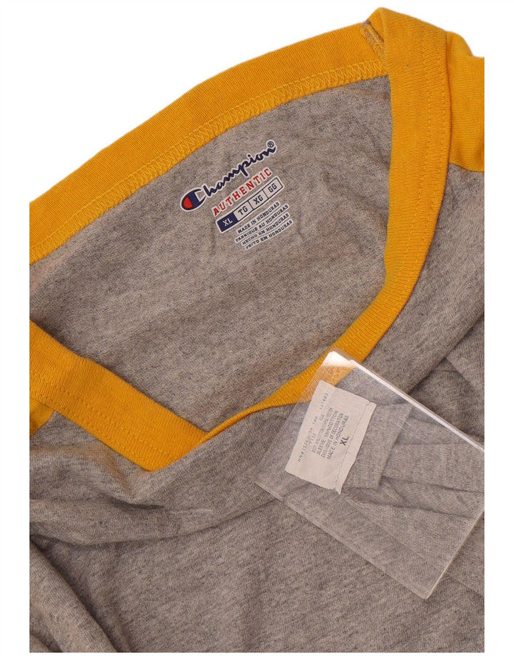 CHAMPION Camiseta de manga larga para hombre XL Gris Colorblock Algodón