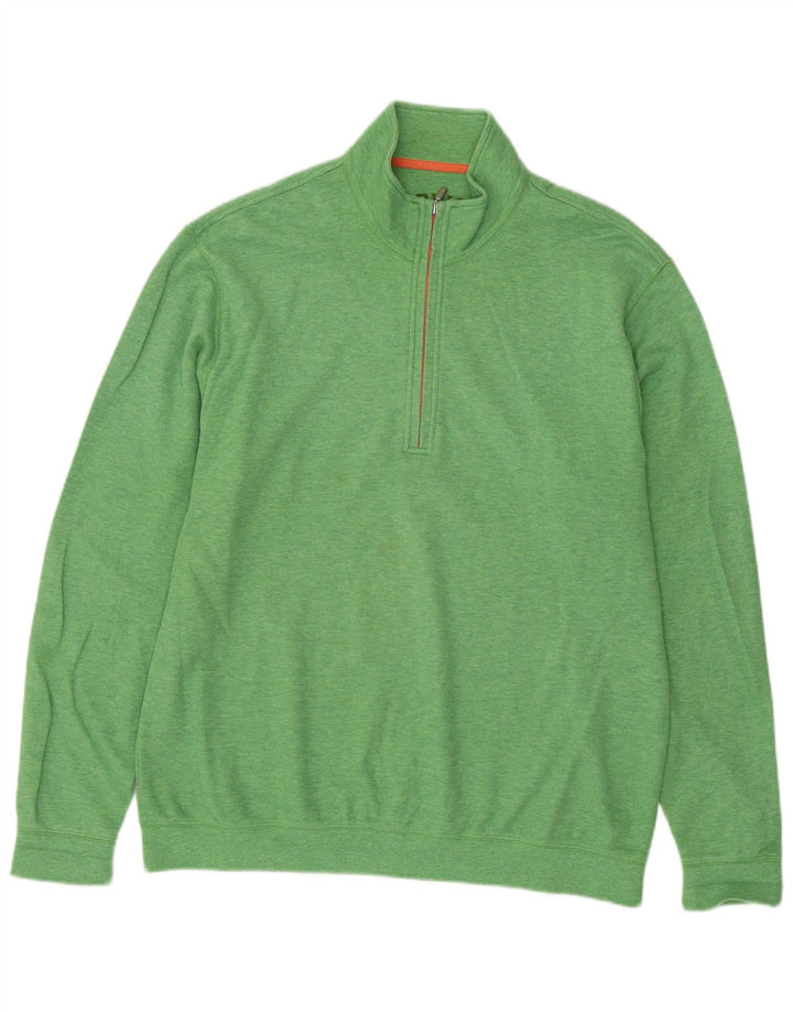 Orvis Hombre Jersey Con Cuello Y Cremallera Jersey De Algodón Verde Medio