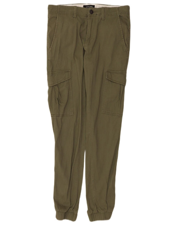 Jack & Jones Mens Marco Slim Cargo Trousers W30 L32 Green Cotton