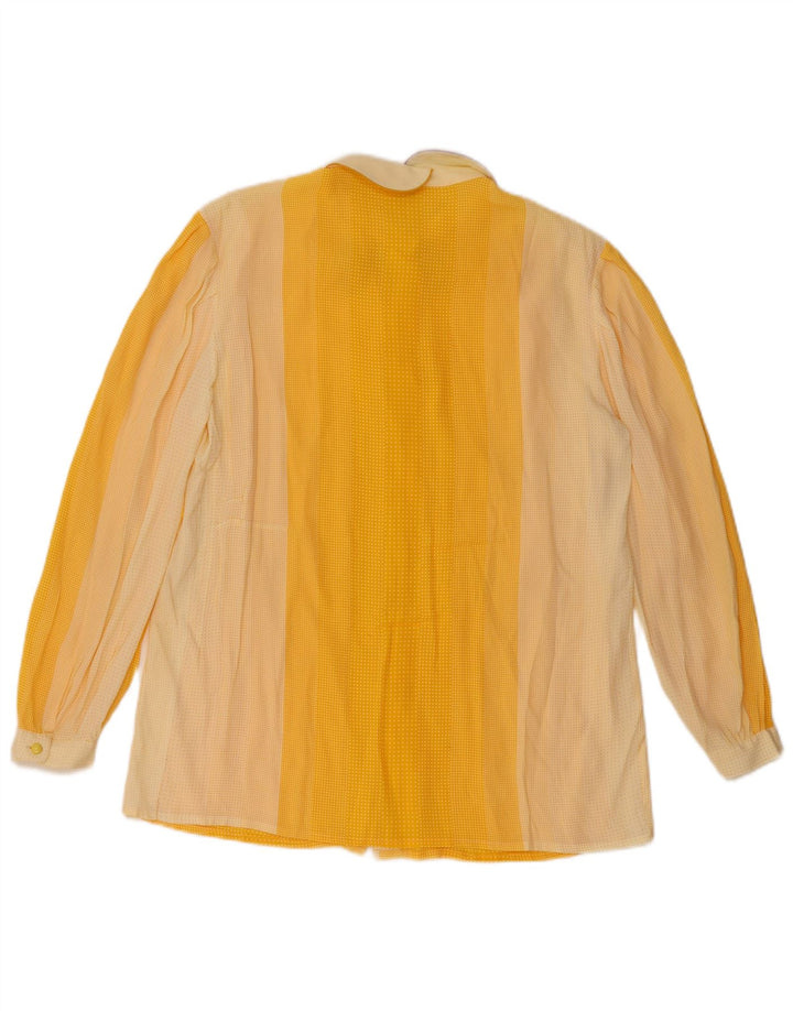 BARTH Blusa camisera para mujer IT 48 XL Seda manchada amarilla