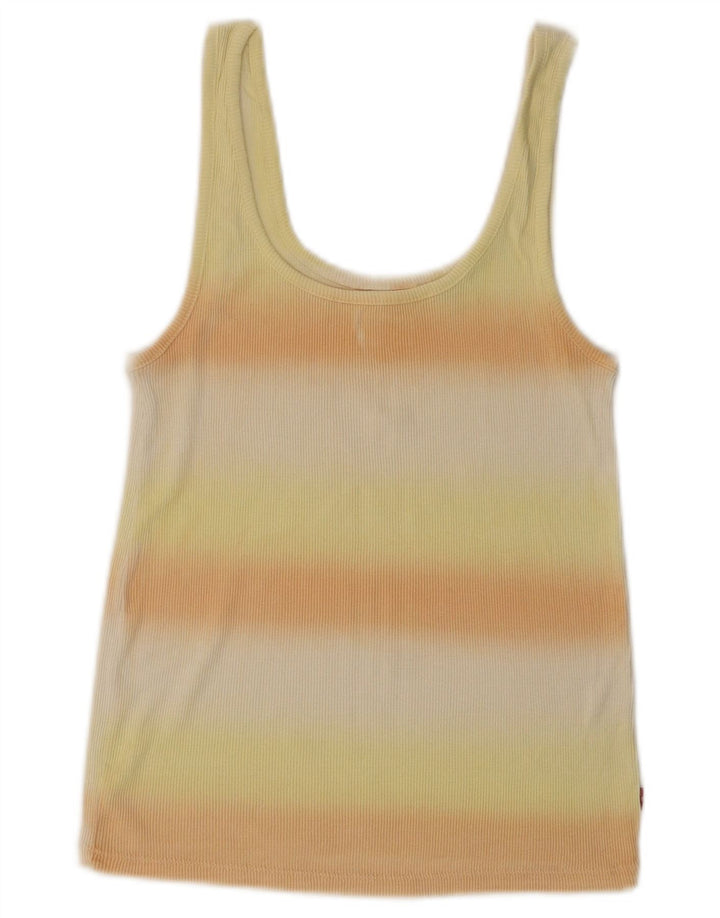 LEVI'S Top corto sin mangas para mujer UK 8 Small Yellow Stripes