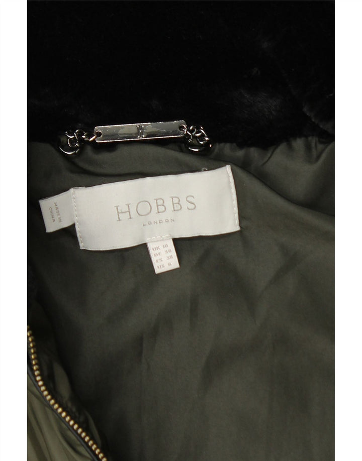 HOBBS Chaqueta acolchada con capucha para mujer UK 10 Small Caqui Poliéster