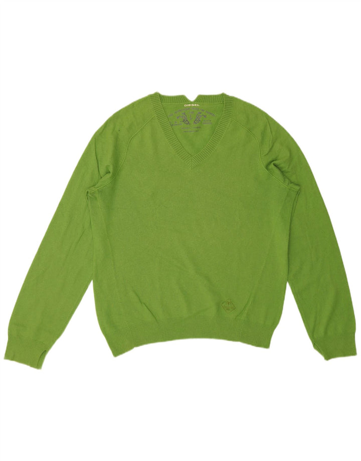 Diesel Hombre Jersey Con Cuello En V Jersey Grande De Algodón Verde