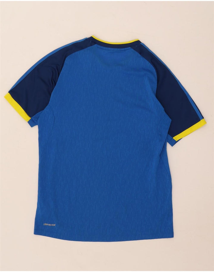 Adidas Hombre Climacool Camiseta Top Pequeño Azul Colorblock Poliéster