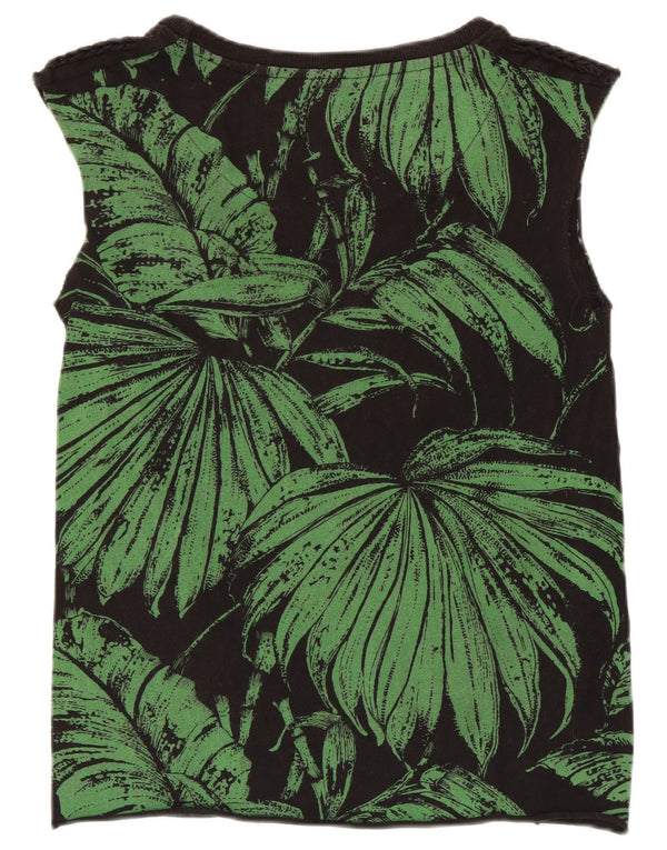 Desigual Mujer Gráfico Chaleco Top Reino Unido 10 Pequeño Negro Floral
