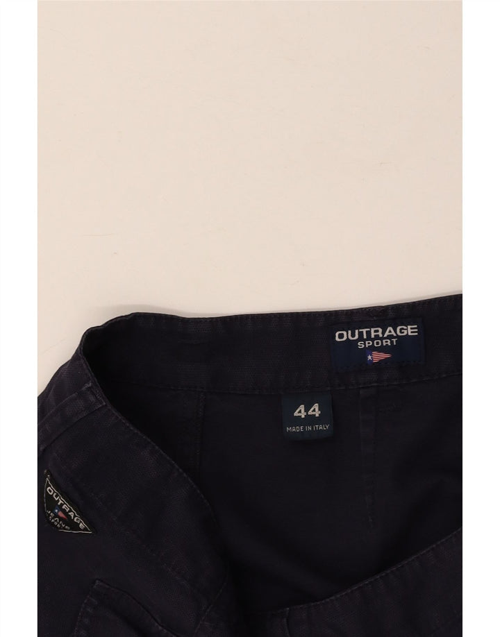 VINTAGE Mini falda cruzada para mujer IT 44 Mediana W28 Algodón azul marino