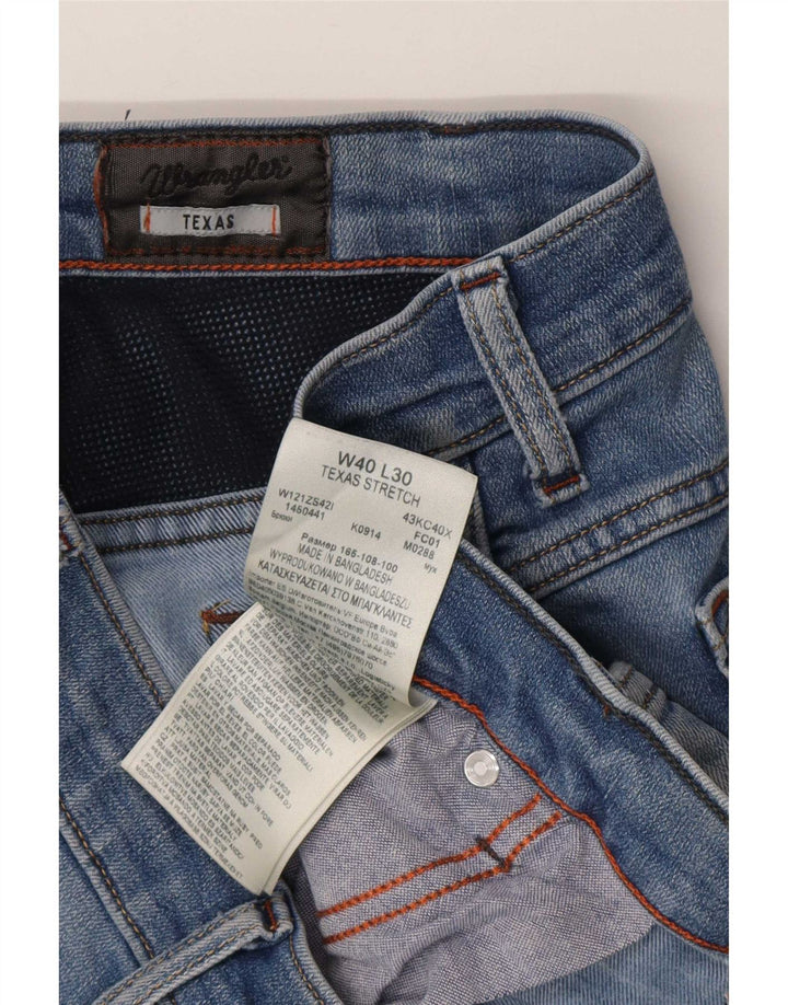 Wrangler Vaqueros rectos elásticos Texas para hombre W40 L30 Algodón azul