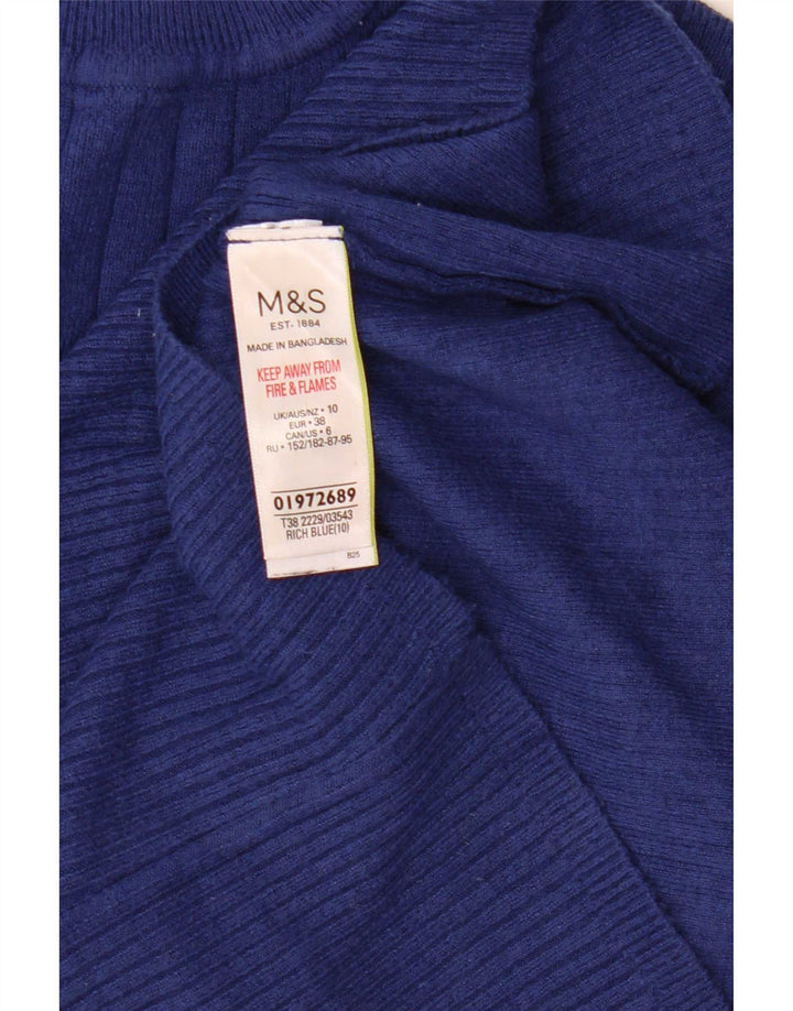 Marks & Spencer Jersey con Cuello Alto para Mujer UK 10 Small Viscosa Azul