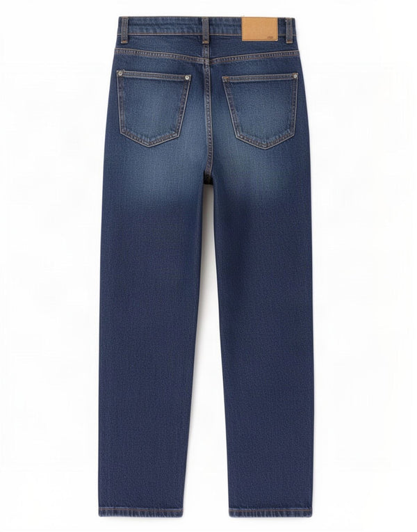 Zara Vaqueros Cónicos De Cintura Alta Para Mujer EU 36 XS W26 L27 Algodón Azul