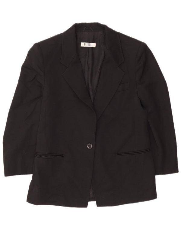 Marella Chaqueta Blazer de 1 Botón para Mujer UK 44 Grande Lana Negra
