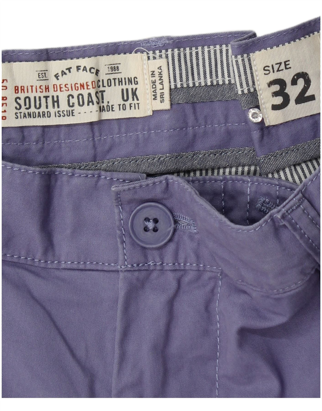 FAT FACE Pantalones cortos chinos para hombre W32 Algodón morado medio