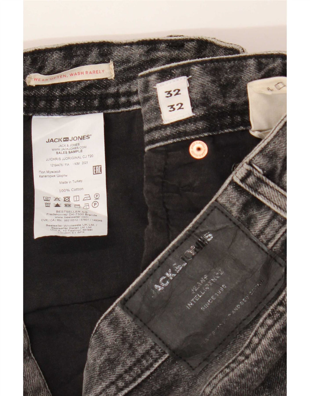 Jack & Jones Vaqueros rectos para hombre W32 L32 Algodón gris
