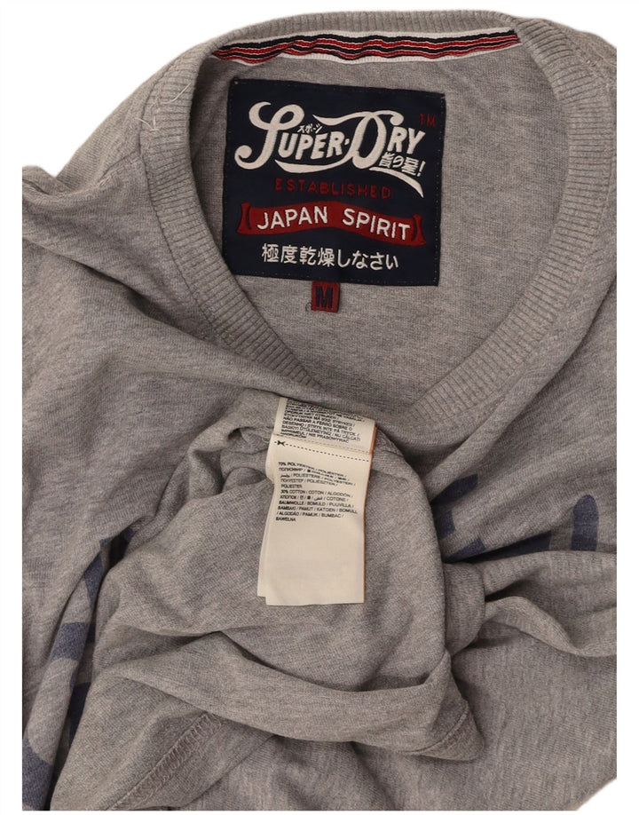 SUPERDRY Hombre Camiseta gráfica Top Poliéster gris medio