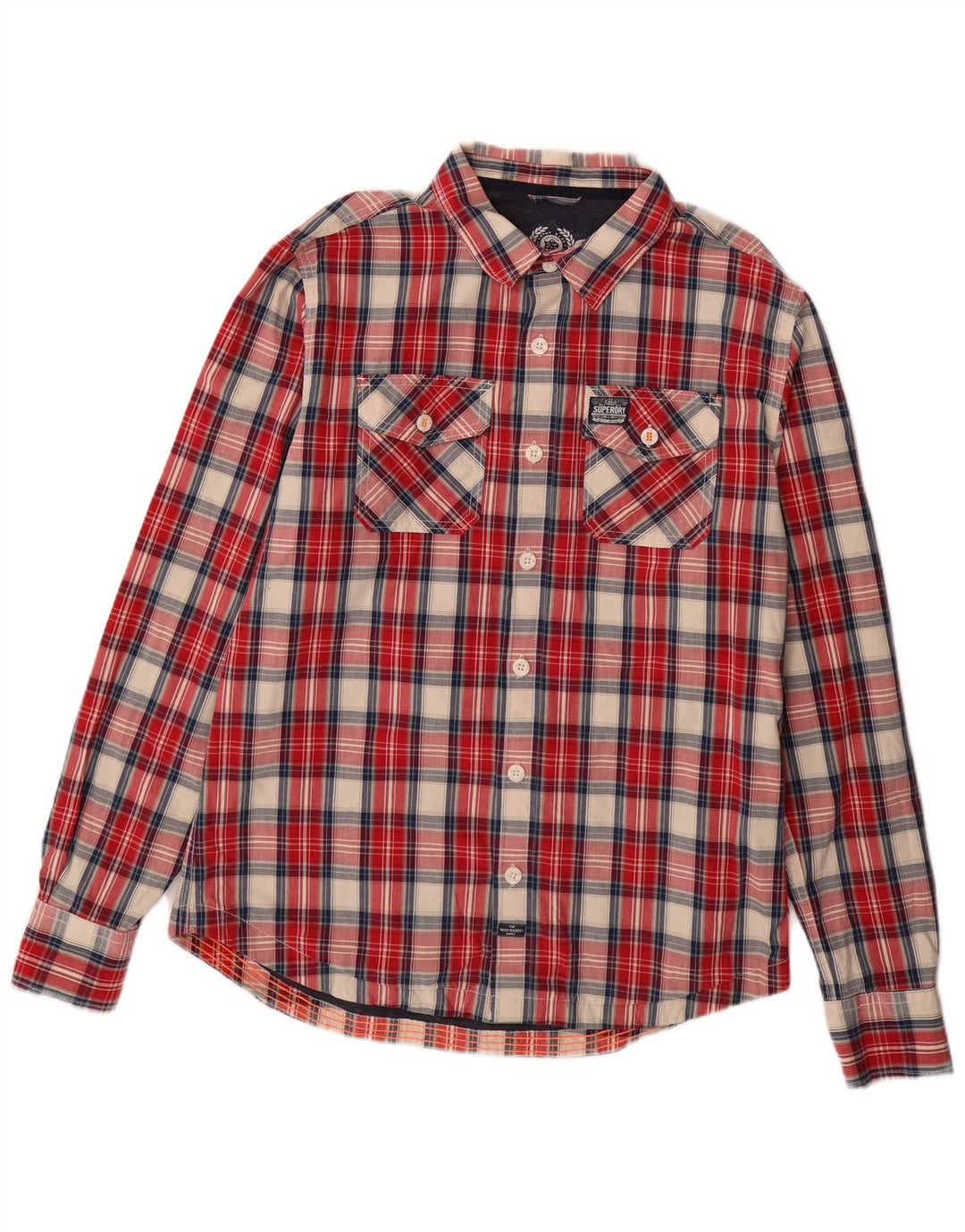 SUPERDRY Camisa de hombre 2XL Algodón a cuadros rojos
