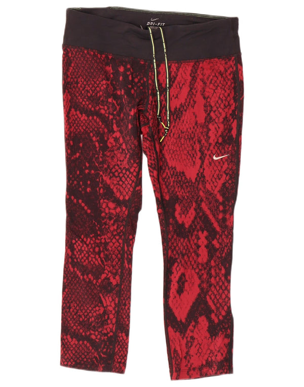 Nike Leggings cortos Dri Fit para mujer UK 44 Mediano Rojo Animal Print Nylon