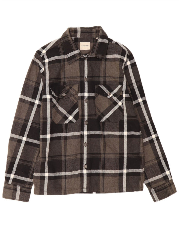 Jack & Jones Camisa De Franela De Algodón A Cuadros Gris Pequeño Hombre