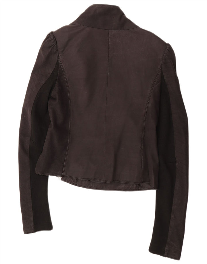 All Saints Chaqueta de cuero para mujer UK 12 Medium Black Leather