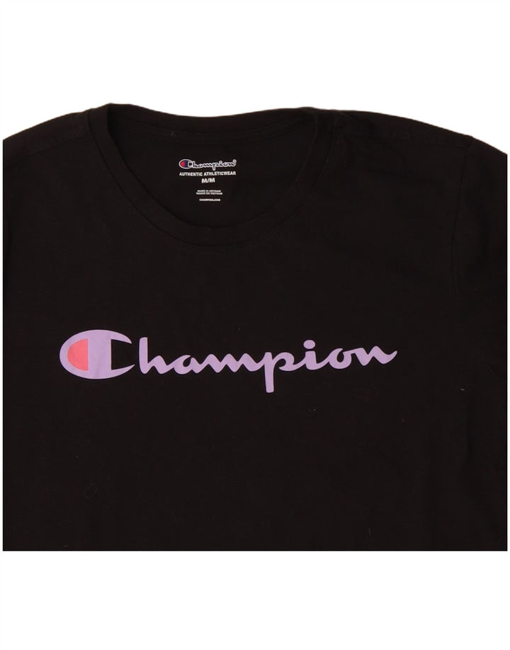 CHAMPION Camiseta gráfica para mujer Top UK 14 Medium Black Cotton