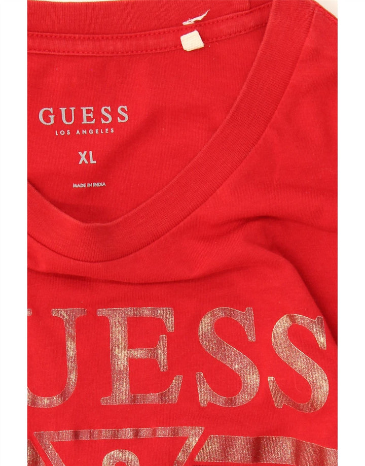 GUESS Mens Graphic T-Shirt Top XL Red Vintage Guess and Second-Hand Guess from Messina Hembry 