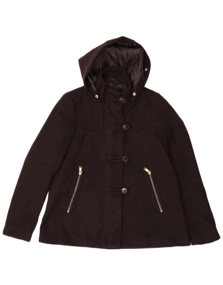 Zara Mujer Cazadora Bomber Con Capucha UK 6 XS Poliéster Negro