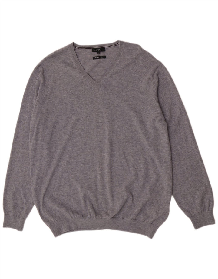 Marks & Spencer Suéter con Cuello en V Autograph para Hombre 2XL Lana Gris