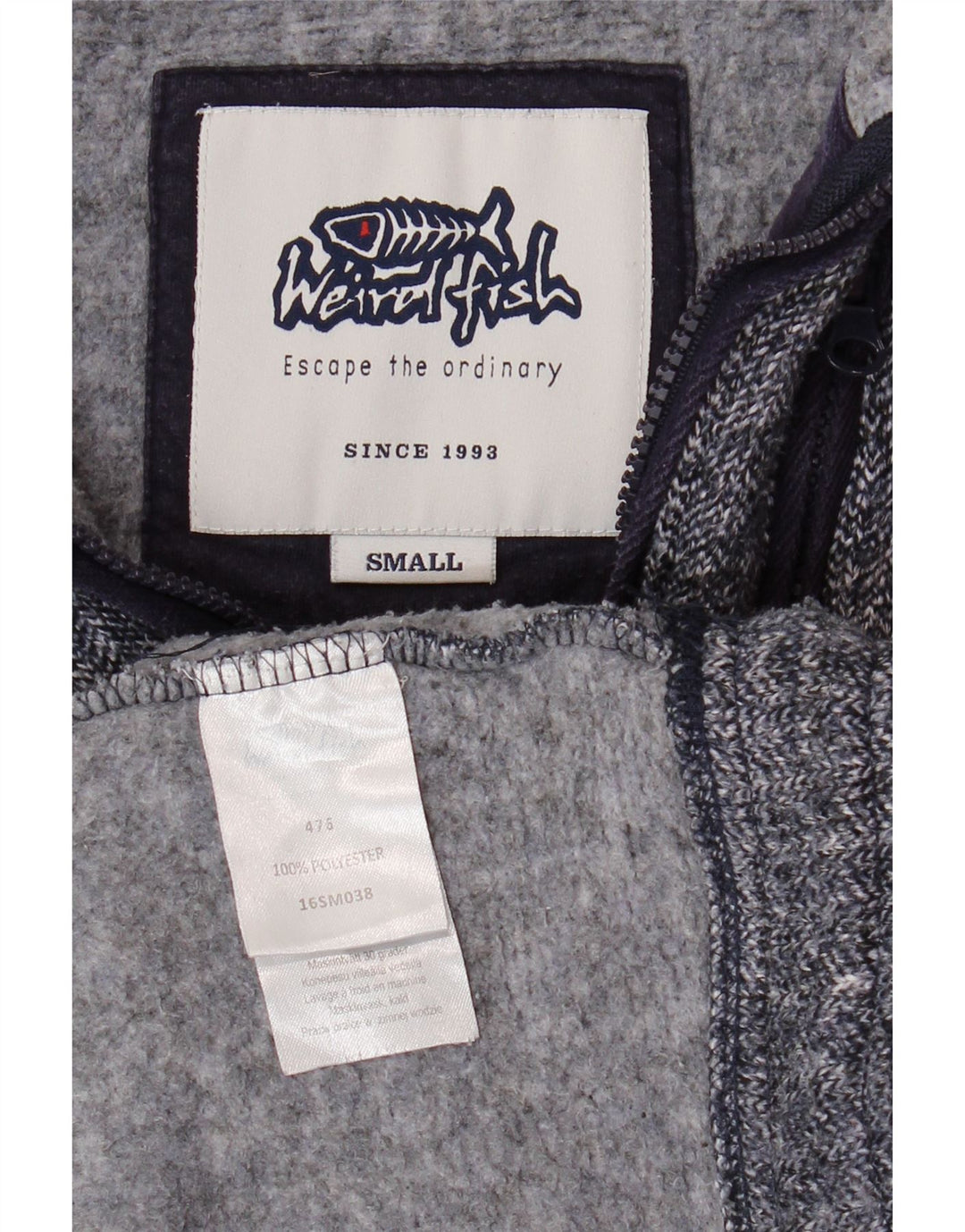 WEIRD FISH Sudadera con Cuello y Cremallera para Hombre Jersey Pequeño Azul Marino Espiga