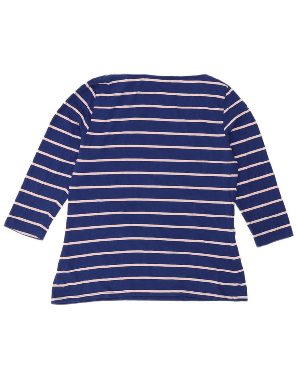 Marks & Spencer Top para mujer manga 3/4 UK 46 Algodón a rayas azules grande