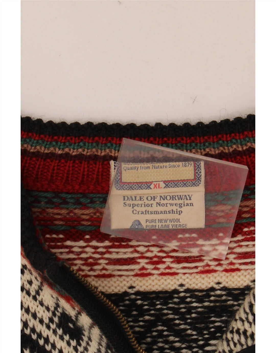 DALE OF NORWAY Suéter tipo jersey con cuello y cremallera para hombre XL Off White Fair Isle