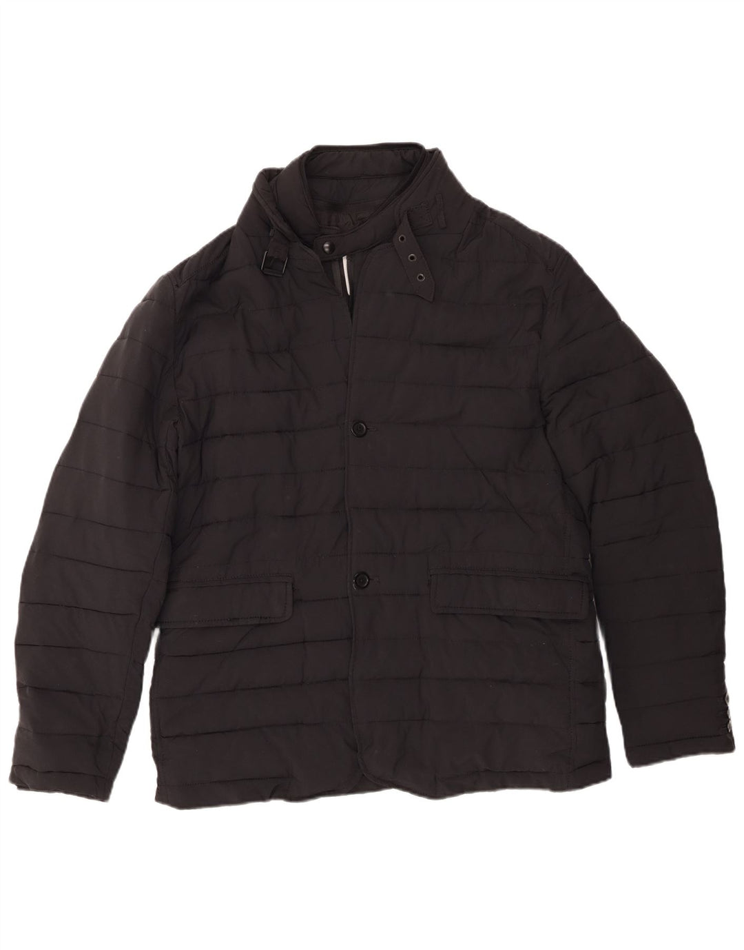 Zara Hombre Chaqueta Acolchada UK 40 Grande Poliéster Negro