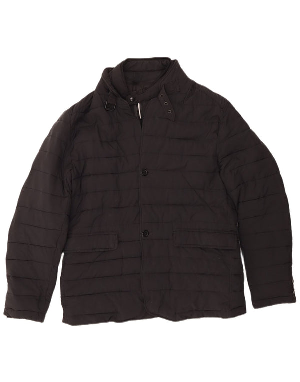 Zara Hombre Chaqueta Acolchada UK 40 Grande Poliéster Negro