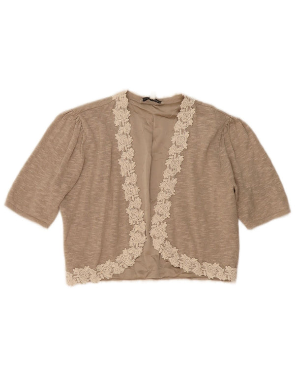 Laura Ashley Jersey Bolero de Manga Corta para Mujer UK 40 Medio Beige Floral