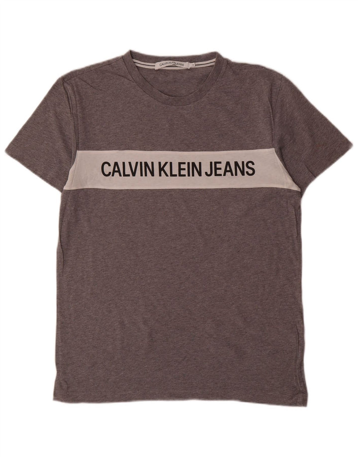 Calvin Klein Jeans Hombre Camiseta Gráfica Top Gris Medio Colorblock