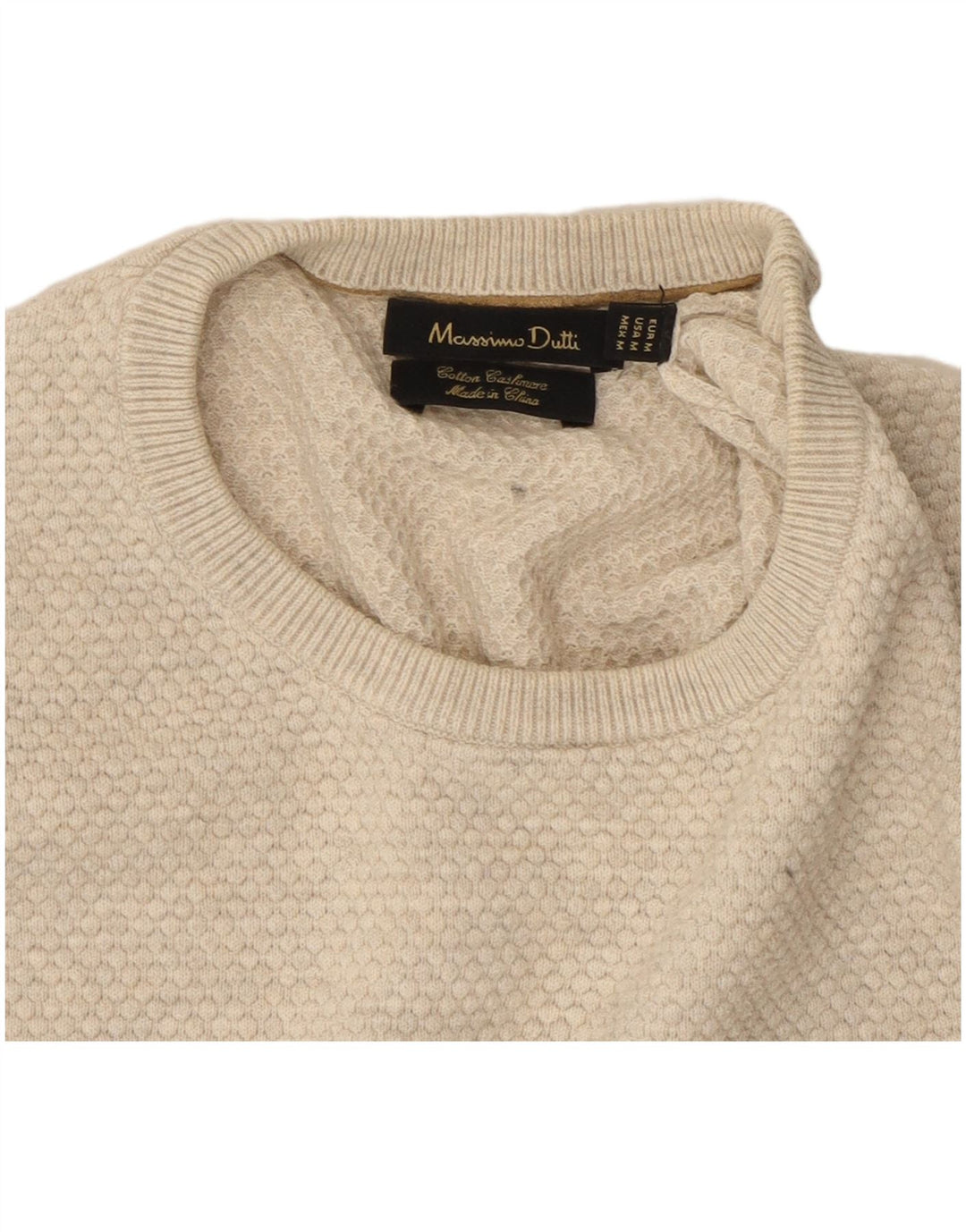 Jersey Massimo Dutti Hombre Cuello Redondo Algodón Beige Medio