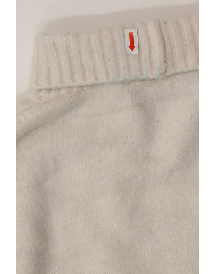 Zara Mujer Oversize Roll Neck Jumper Sweater UK 10 Small Blanco Acrílico