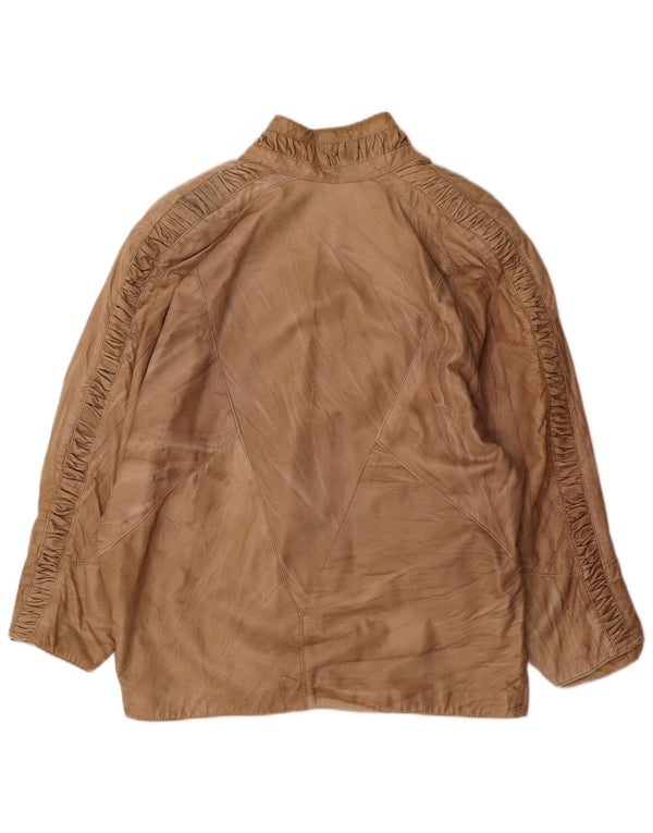 Vintage mujer chaqueta de cuero de gran tamaño Reino Unido 18 XL Beige