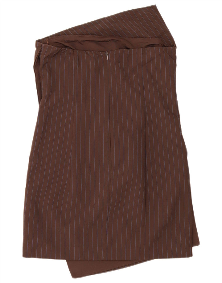 Zara Vestido Sin Tirantes Para Mujer UK 42 Marrón Medio Poliéster A Rayas