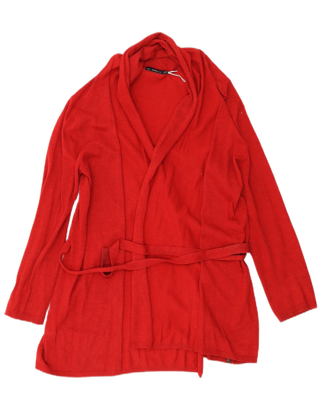 Zara Mujer Cárdigan Suéter UK 12 Medio Viscosa Roja