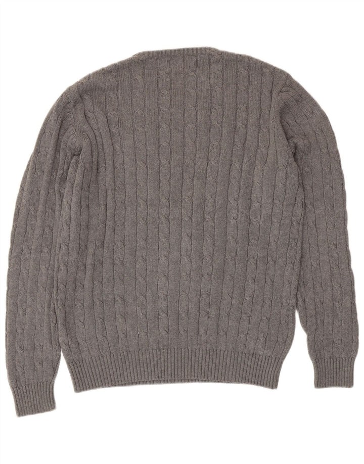Marks & Spencer Jersey de cuello redondo azul Harbor para hombre, talla grande, gris
