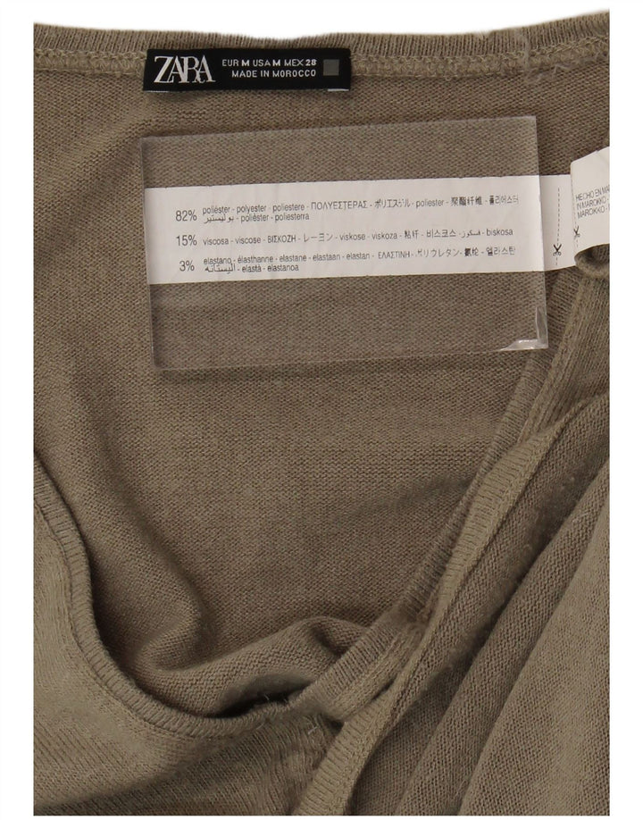 Zara Mujer Top Extragrande Manga Larga UK 42 Poliéster Beige Medio