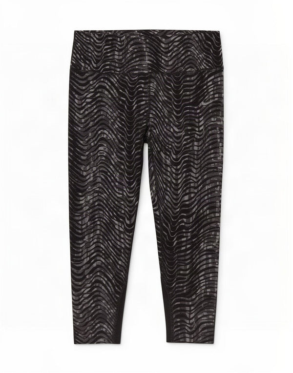 Nike Leggings capri Dri Fit para mujer con patrón abstracto, nailon negro, talla 8