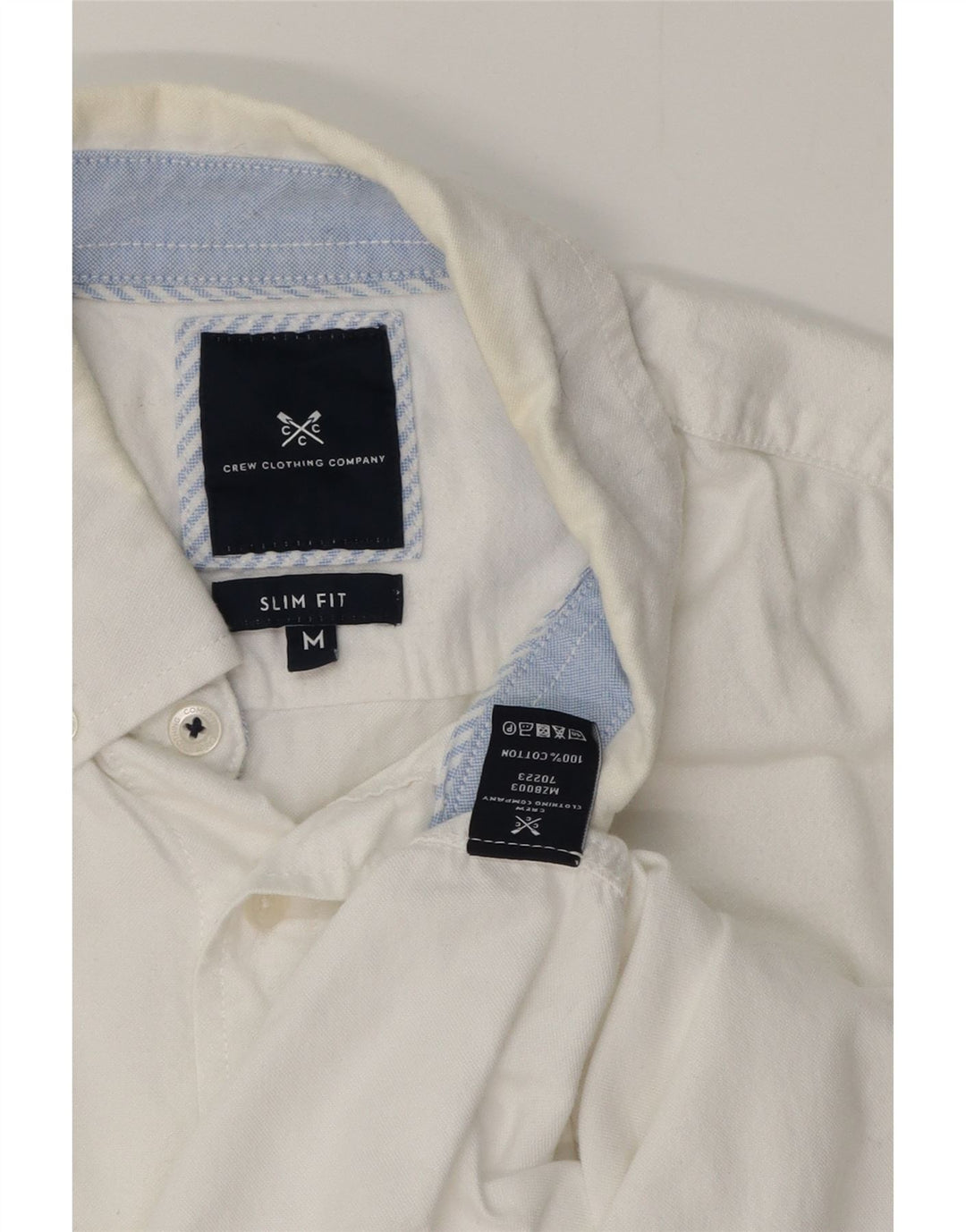 CREW CLOTHING Camisa ajustada para hombre Algodón blanco medio