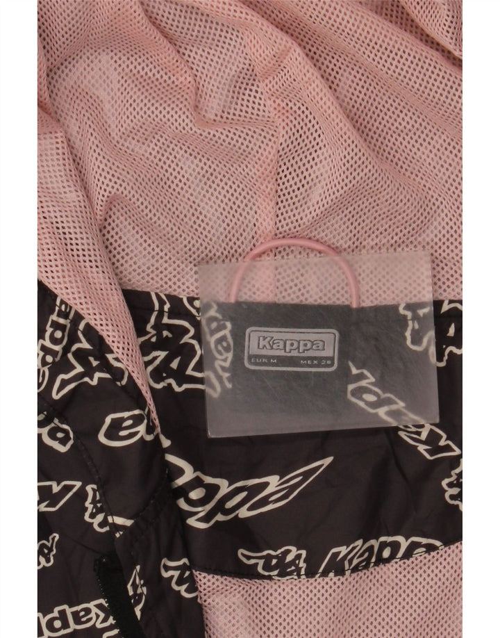 Kappa Chubasquero con capucha y gráfico extragrande para mujer, talla 44, talla M, color negro
