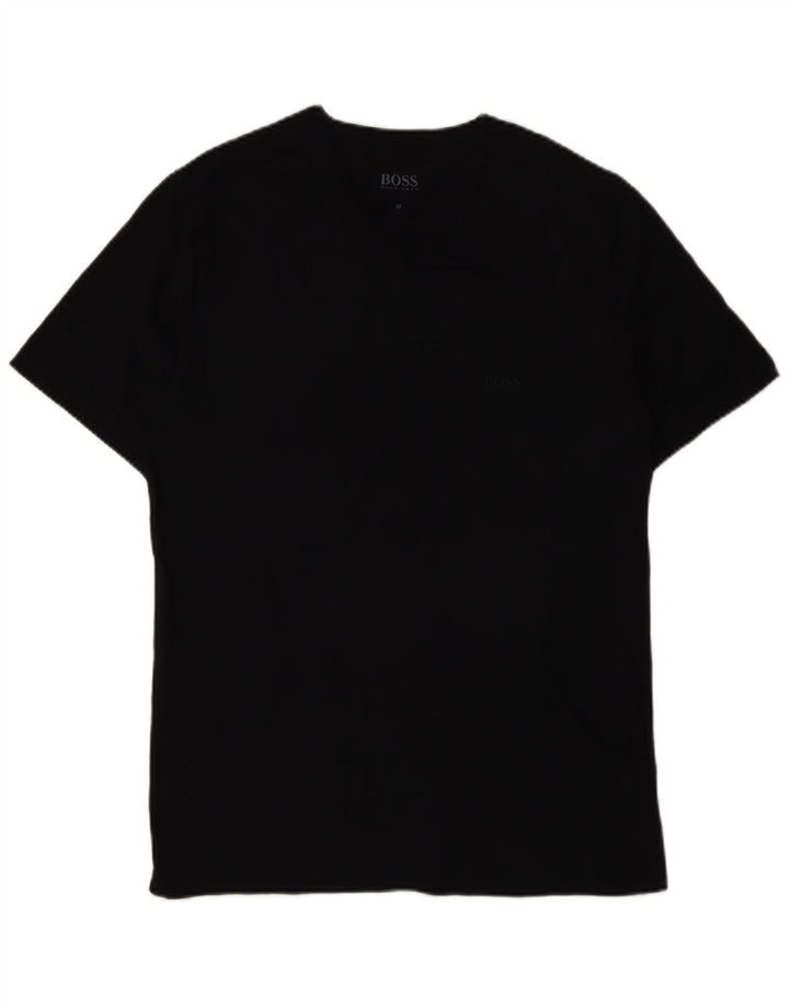 Hugo Boss Hombre Camiseta Top Medium Negro Algodón