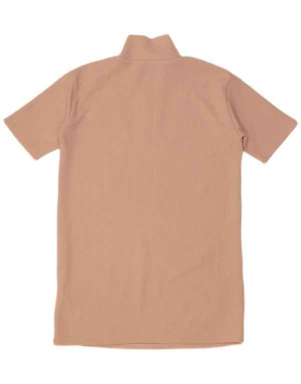 Zara Vestido estilo camiseta con cremallera y cuello para mujer UK 44 Poliéster rosa medio