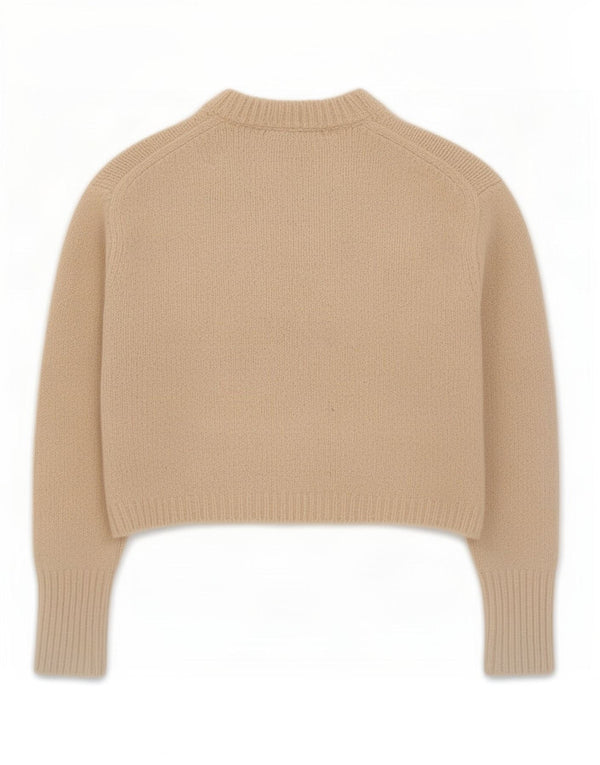 Zara Mujer Crop Crew Neck Jumper Sweater UK 46 Grande Acrílico Beige