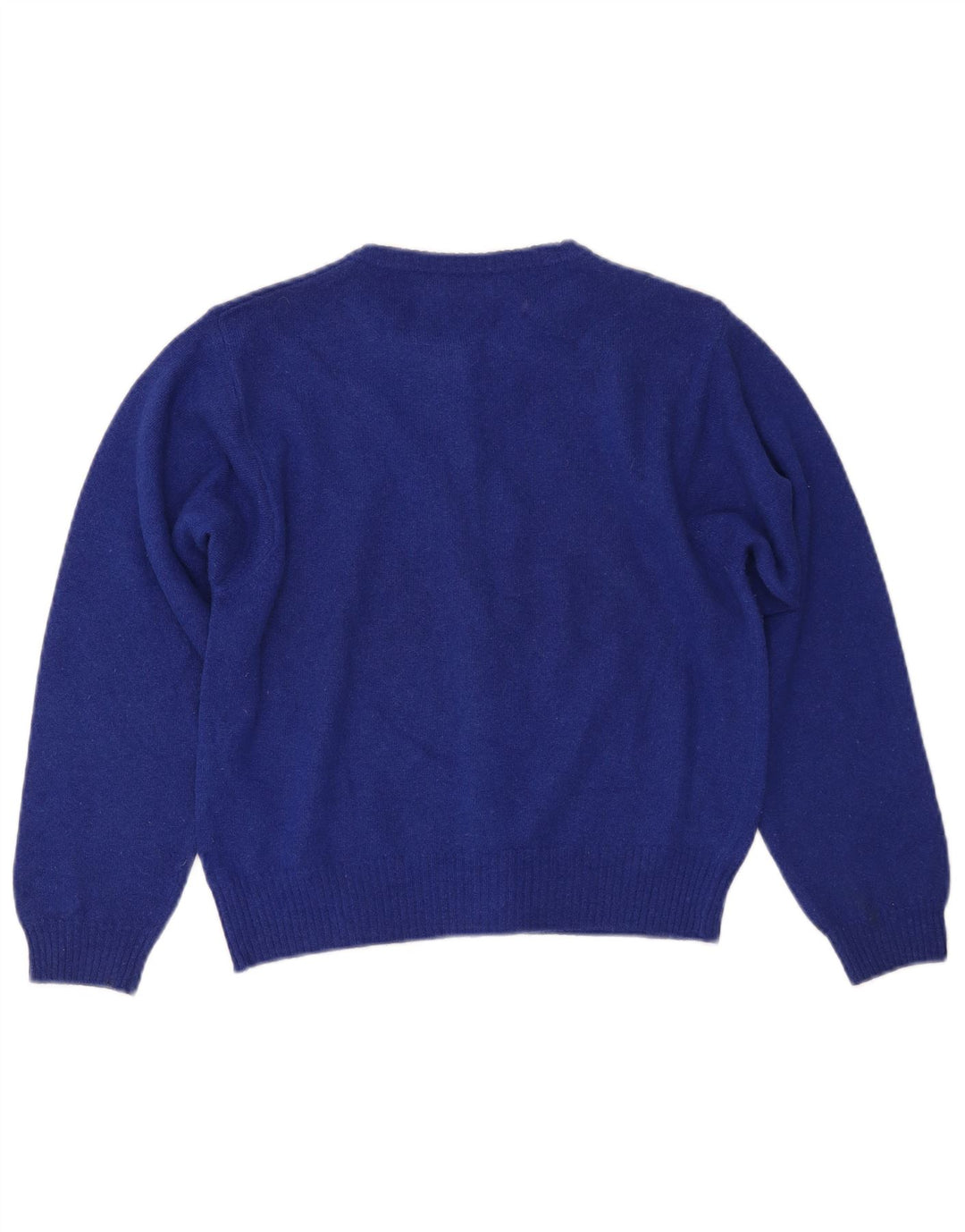 BENETTON Suéter tipo cárdigan corto para mujer Reino Unido 44 Lana azul grande