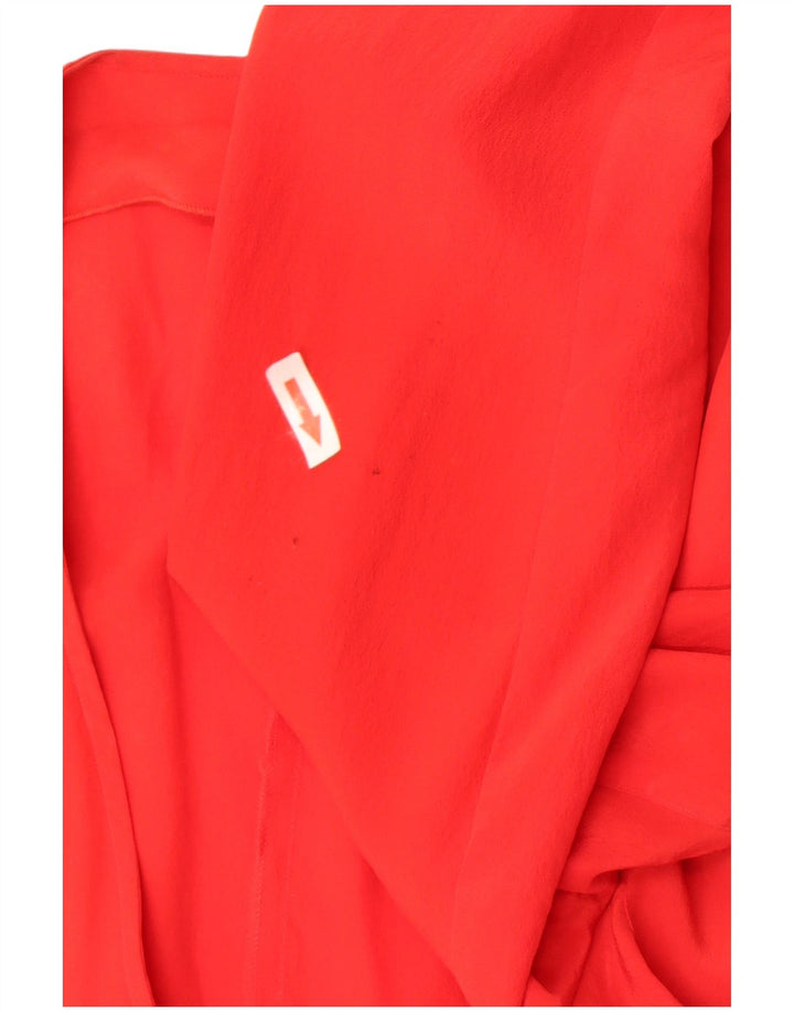 Vintage mujer 2 botones Blazer chaqueta IT 46 seda roja grande