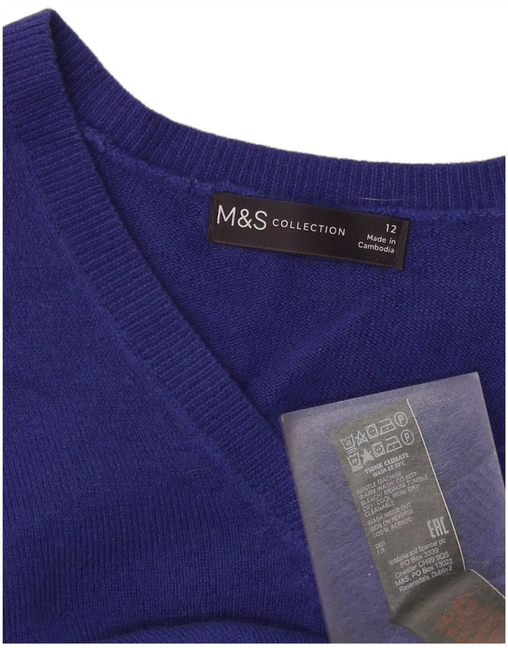 Marks & Spencer Suéter con Cuello en V para Mujer UK 40 Acrílico Azul Medio