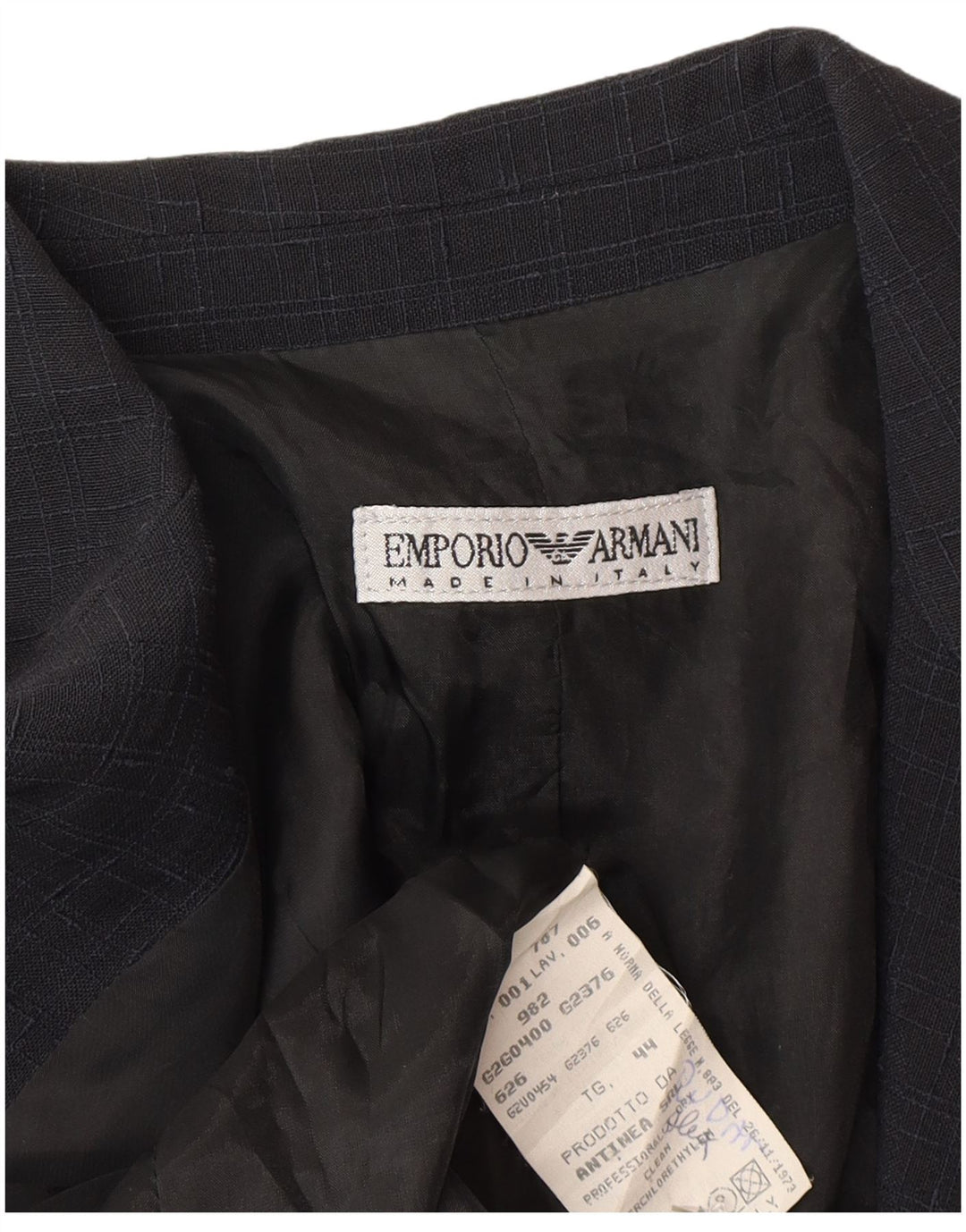 Emporio Armani Chaqueta tipo blazer con 1 botón para mujer IT 44 Medium Navy Blue Check