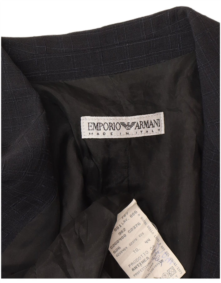 Emporio Armani Chaqueta tipo blazer con 1 botón para mujer IT 44 Medium Navy Blue Check